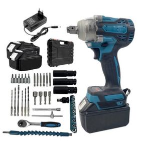 Гайковерт акумуляторний з набором насадок та головок + 2 акумулятори із зарядним у валізі DTW301 Чорний з