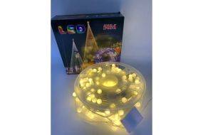 Гирлянда на катушке, от сети, Buble  50м, 8 режимов, теплый белый/ Светодиодная гирлянда на елку