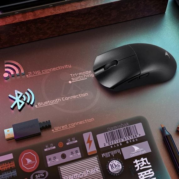 Бездротова ігрова миша Darmoshark M3 PRO MAX PAW3950 Tri-Mode 2.4G/USB-C/Bluetooth Біла | Зображення 2
