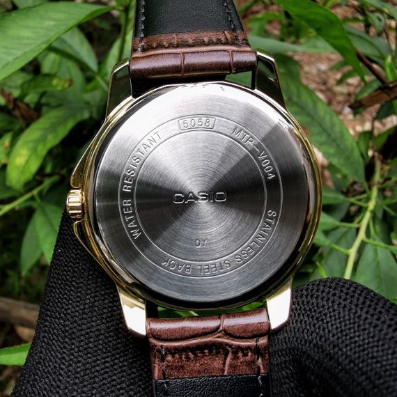 Часы наручные мужские кварцевые золотые с кожаным ремешком оригинал Casio MTP-V004GL-7AUDF (модуль №5058) | Зображення 7