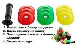 Вакуумная система консервирования 9 крышек и насос | Зображення 3