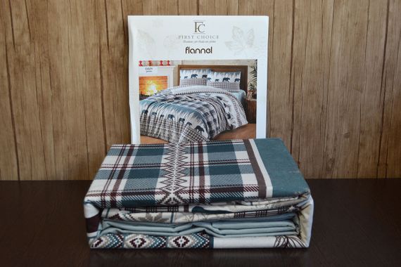 Комплект постельного белья First Choice Flanel 200×220 см  Cozy Green | Зображення 1