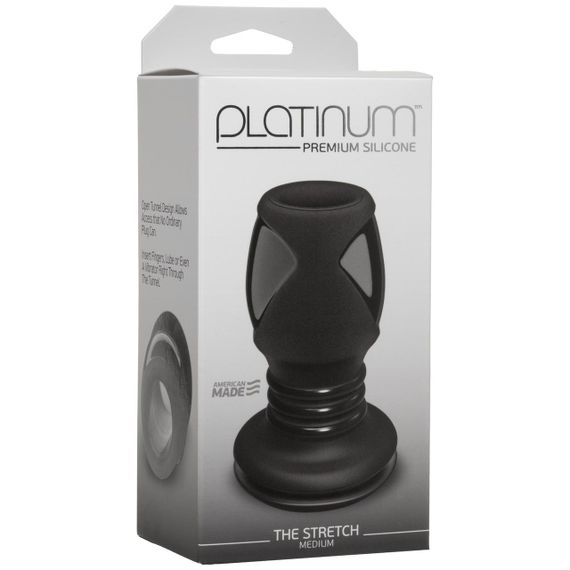 Анальний тунель Doc Johnson Platinum Premium Silicone — The Stretch — Medium — Black | Зображення 1
