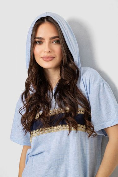 Пижама женская с принтом, цвет голубой, 243R1600-028 | Зображення 5