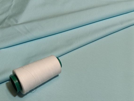 Тканина трикотажна двунитка якість пеньє Туреччина 80% бавовна колір тіффані