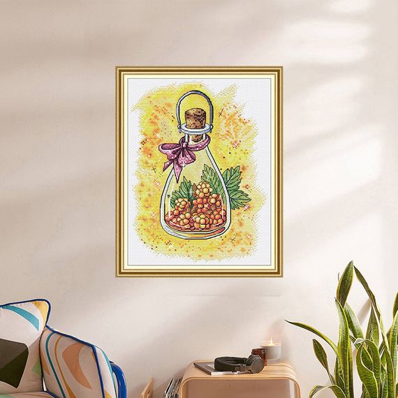 Набір для вишивання за нанесеною на канву схемою "Magic Berry Bottle Cloudberry". AIDA 14CT printed 22*30 см | Зображення 9