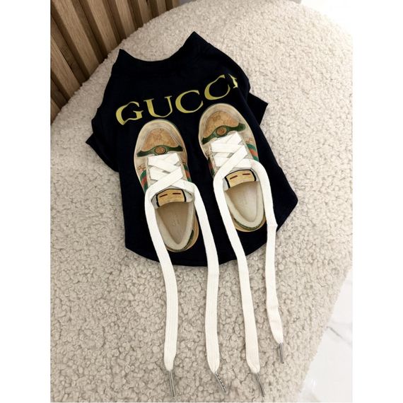 Брендовая футболка для собак Gucci Sandals Black | Стильная одежда для питомцев | Зображення 1
