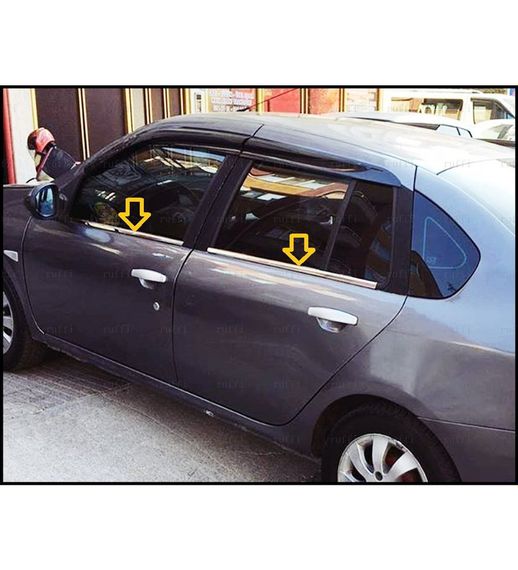 Зовнішня окантовка стекол (4 шт, нерж.) для Renault Symbol 2008-2013 рр