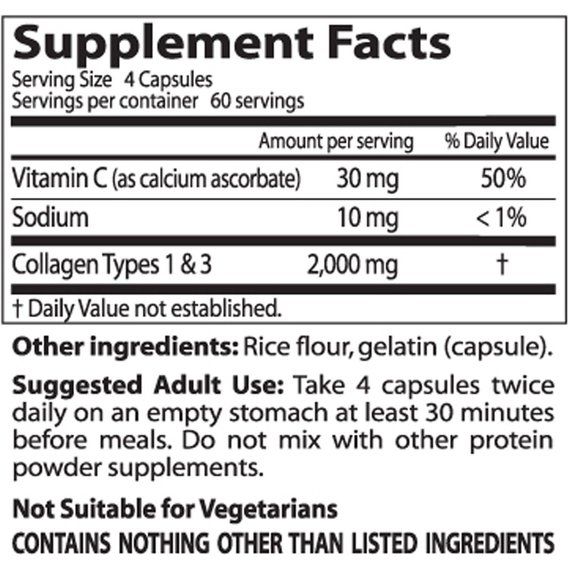 Комплекс для шкіри, волосся, нігтів Doctor's Best Collagen Types 1&3 500 mg 240 Caps | Зображення 1