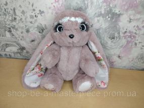 Меховая игрушка зайка розовый подарок девочке девушке 25см 02934
