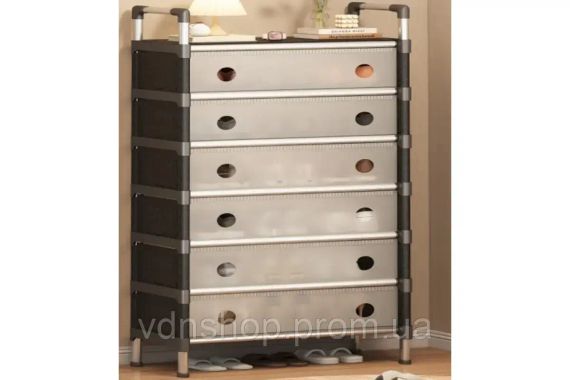 Полиця для взуття SKLM-34-LT6205 чорно-біла 6 полиць