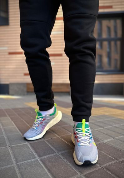 Зимовий спортивний костюм Adidas з начосом чорна кофта на змійці+ чорні штани RD269/RD024 | Зображення 5