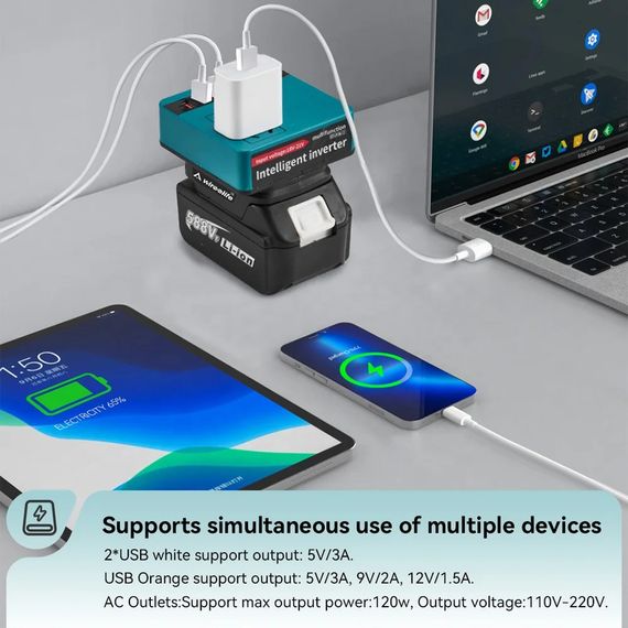 Акумуляторний інвертор напруги 220В без акумулятора XPRO DC 18V to 220V (45604-9540_317) | Зображення 5