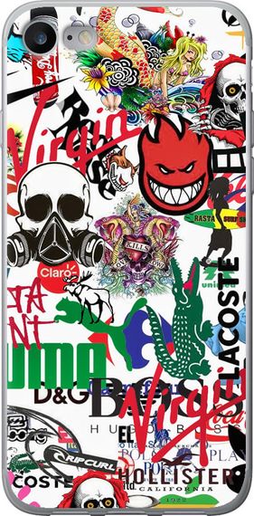 Чехол на iPhone SE 2020 Many different logos "4022u-2013-17620"