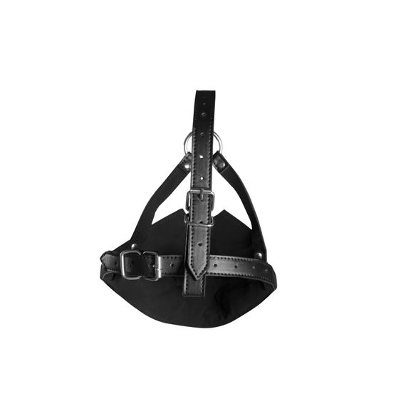 Маска-кляп Head Harness with Mouth Cover and Solid Ball Gag, чорна | Зображення 4
