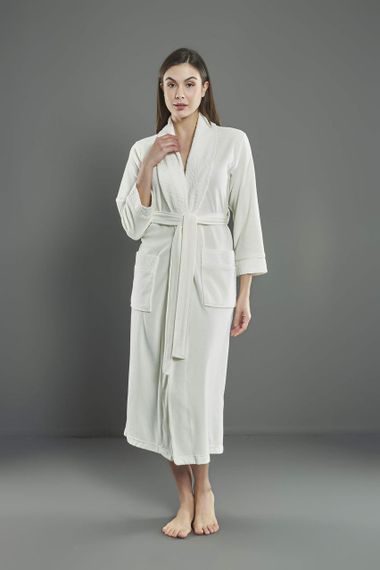 Женский велюровый халат Nusa 0503 кремовый 4XL