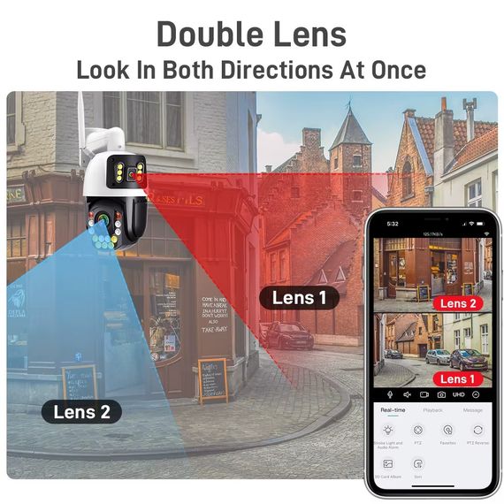 Вузька 8MP 50X зум IP-камера, 2 в 1 Wi-Fi PTZ, Regis поворотна, microSD ONVIF ICSEE | Зображення 3