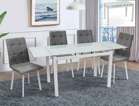 Раскладной стеклянный стол Венди XS-1025 80-130х65 см, белое стекло на белом металлическом каркасе