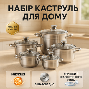 Набор посуды для электрических плит UNIQUE, Набор кастрюль с комплектом крышек, Комплект кастрюль NY-37