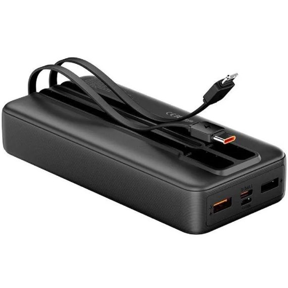 УМБ Vention 20000mAh 22.5W 3A PD, Micro-USB,USB-C,2xUSB-A,Built-in USB-C+Lightning Cables Black | Зображення 3