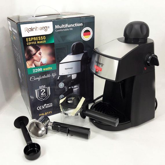 Кофемашина Rainberg RB-8111 кофеварка рожковая с капучинатором 2200W Espresso, HF-809 маленькая кофемашина | Зображення 8