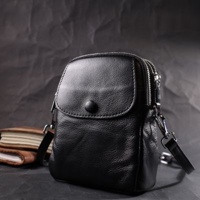 Сумка Vintage Вертикальная Для женщин на два отделения из натуральной кожи Черная (22399) | Зображення 9