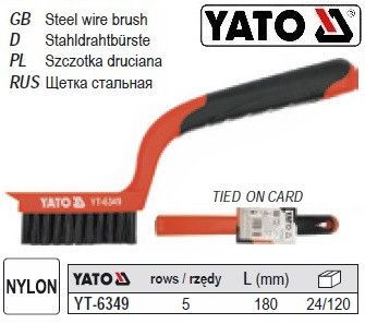 Щетка YATO Польша нейлон 6 рядов l=180 мм YT-6349