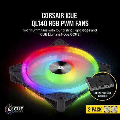 Кулер для корпуса Corsair QL Series, QL140 RGB, 140mm RGB LED Fan (CO-9050100-WW) | Зображення 1