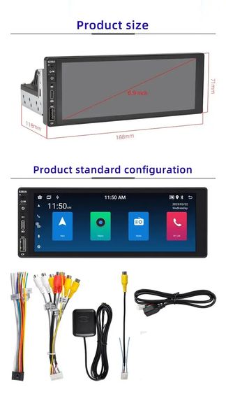 Автомагнитола сенсорная универсальная 6288-А Android 12 2+32GB черный (41982-6288-А_2560) | Зображення 2