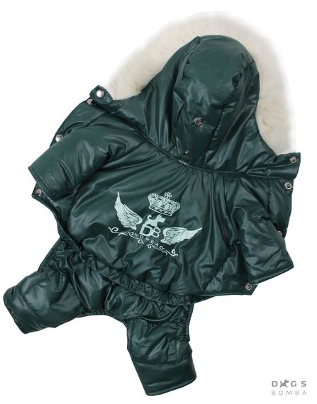 Зимовий комбінезон на хутрі Dogs Bomba зелений AM-9