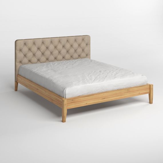 Двоспальне дерев'яне ліжко Mebigrand Рим ДК Горіх світлий/Аляска 23 (Бежевий) Б3 140х190 см (MBG-4964) | Зображення 1