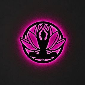 Панно декоративне картина на стіну Лотос LED підсвітка 16 кольорів телефон 400х447 acr-p000238