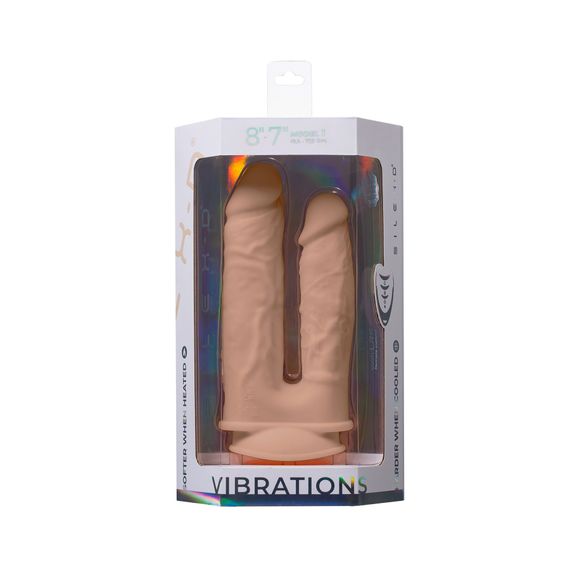 Подвійний фалоімітатор з вібрацією SilexD Double Gusto Vibro Flesh (Model 1 size 8" & 7") + LRS, діаметр 4,5 см та 3,7 см | Зображення 5