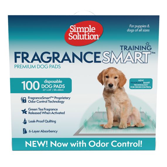 Одноразові пелюшки для собак з ароматом зеленого чаю Simple Solution Fragrance Smart Odor Control Puppy Training Pads, 60 см х 61 см, 100 шт