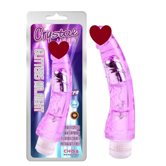 Вібромасажер реаліст Chisa Crystal Jellie з ребристою структурою, фіолетовий sexstyle