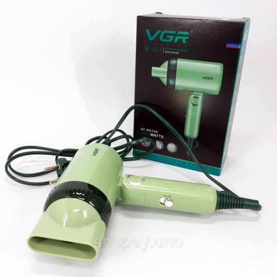 Дорожный складной фен VGR V-421 1200 Вт для сушки укладки волос электрофен, Фен для волос с режимами | Зображення 3