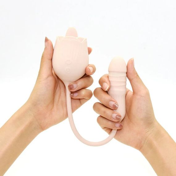 Подвійний вібратор трояндочка з ротацією 10 режимів Sweet Em Velvet Lure, жовтий Sex Aura | Зображення 4