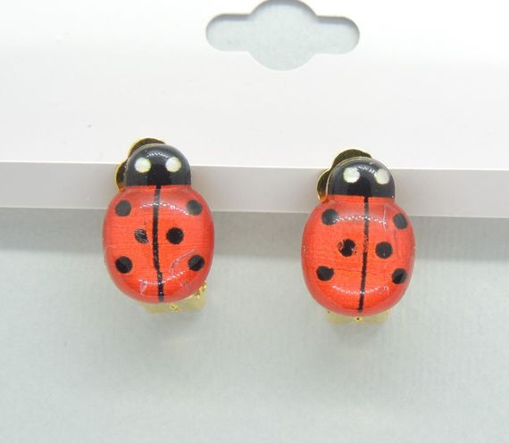 Дитячі кліпси-сережки без пробивання:Сонечко Божа корівка