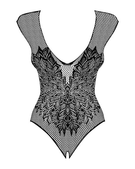 Бодістокінг із великої сітки з мереживом Obsessive B112 teddy S/M/L, чорний, з доступом | Зображення 3