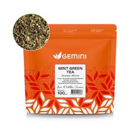 Чай Gemini листовий Mint Green Tea Зелений чай з м’ятою 100 грам