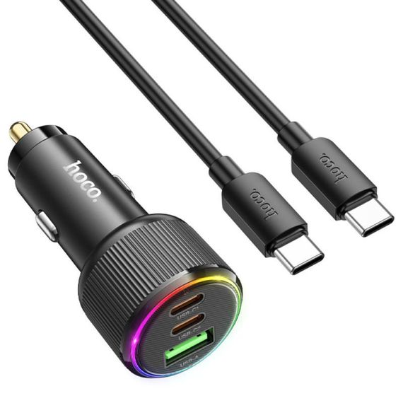 АЗП Hoco NZ17 High Power 45W (1USB-A/2C) + кабель Type-C to Type-C Black | Зображення 1