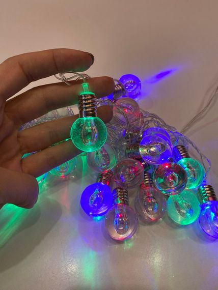 Гірлянда нитка домашня 4м 20 лампочок RGB кулька, дріт силіконовий