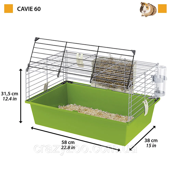 Клетка для морской свинки Ferplast Cavie 60 зеленая 58х38х31.5 см 57012411 | Зображення 1