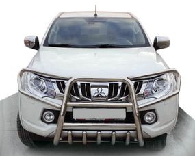 Кенгурятник QT019 (нерж) для Mitsubishi L200 2015-2024 гг