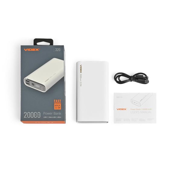 Повербанк 20000mAh VIDEX VPB-320 22.5W White | Зображення 6