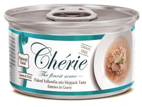 Вологий корм для котів з міксом тунця Cherie Flaked Yellowfin Mix, 80 гр