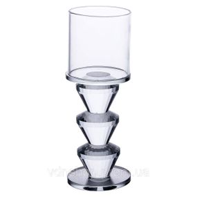 Підсвічник скляний 6×16.5 см на одну свічку підсвічник келих на ніжці декоративний прозорий HP-4-29L