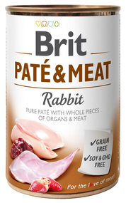 Вологий корм консерва Brit Pate & Meat для дорослих собак, кролик і курка 400г