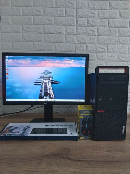 Комплект: Lenovo ThinkCentre M800 Tower / Intel Core i5-6600K (4 ядра по 3.5 - 3.9 GHz) / 16 GB DDR4 / 512 GB SSD + 500 GB HDD / AMD Radeon RX 550, 4 GB GDDR5, 128-bit / DVD-ROM + Монитор LG 24MB37PM-B / 24" (1920x1080) IPS б/в + Подарунок | Зображення 1