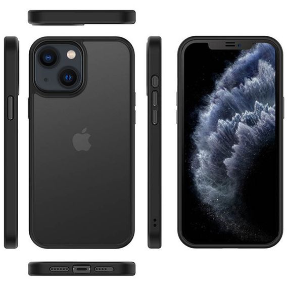 TPU+PC чехол Metal Buttons для Apple iPhone 13 (6.1") Черный | Зображення 3